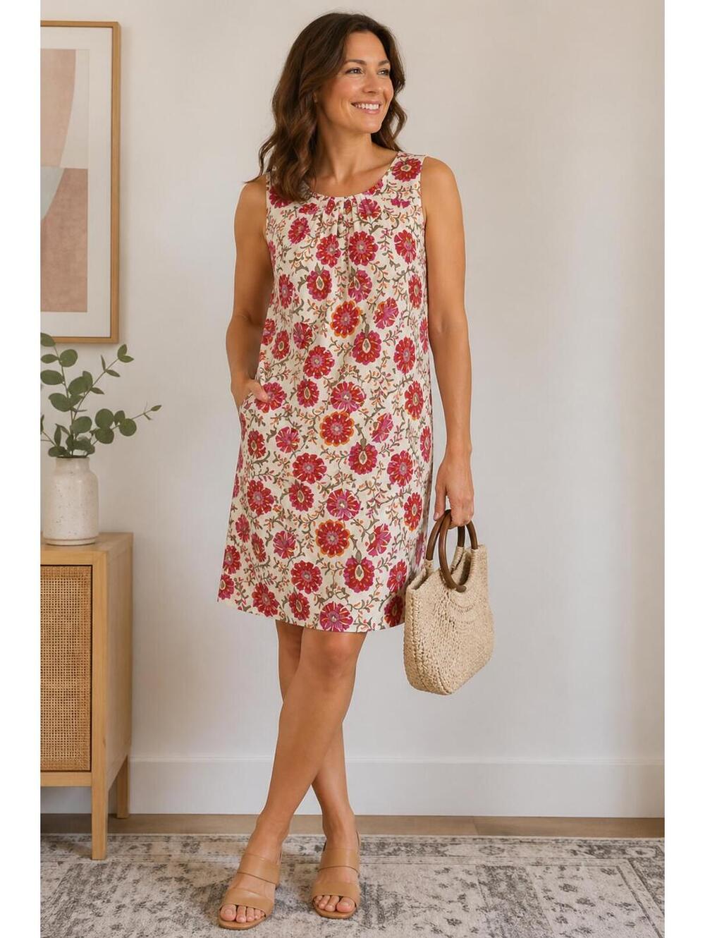 NWT Sigrid Olsen Floral Sleeveless Shift Dress Size S
